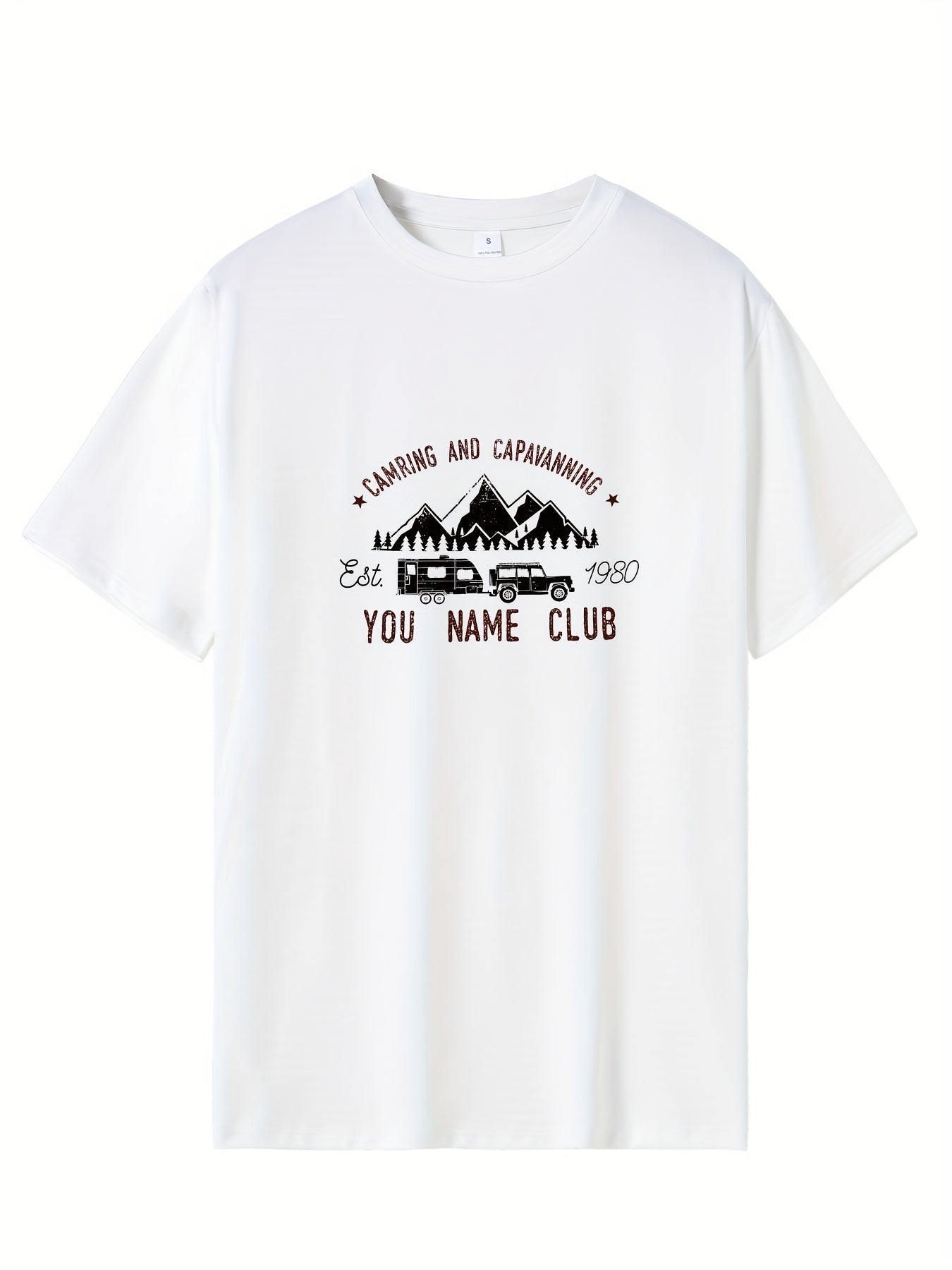 Mountain & Car Print Men's Graphic Crew Neck T-shirt