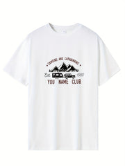 Mountain & Car Print Men's Graphic Crew Neck T-shirt