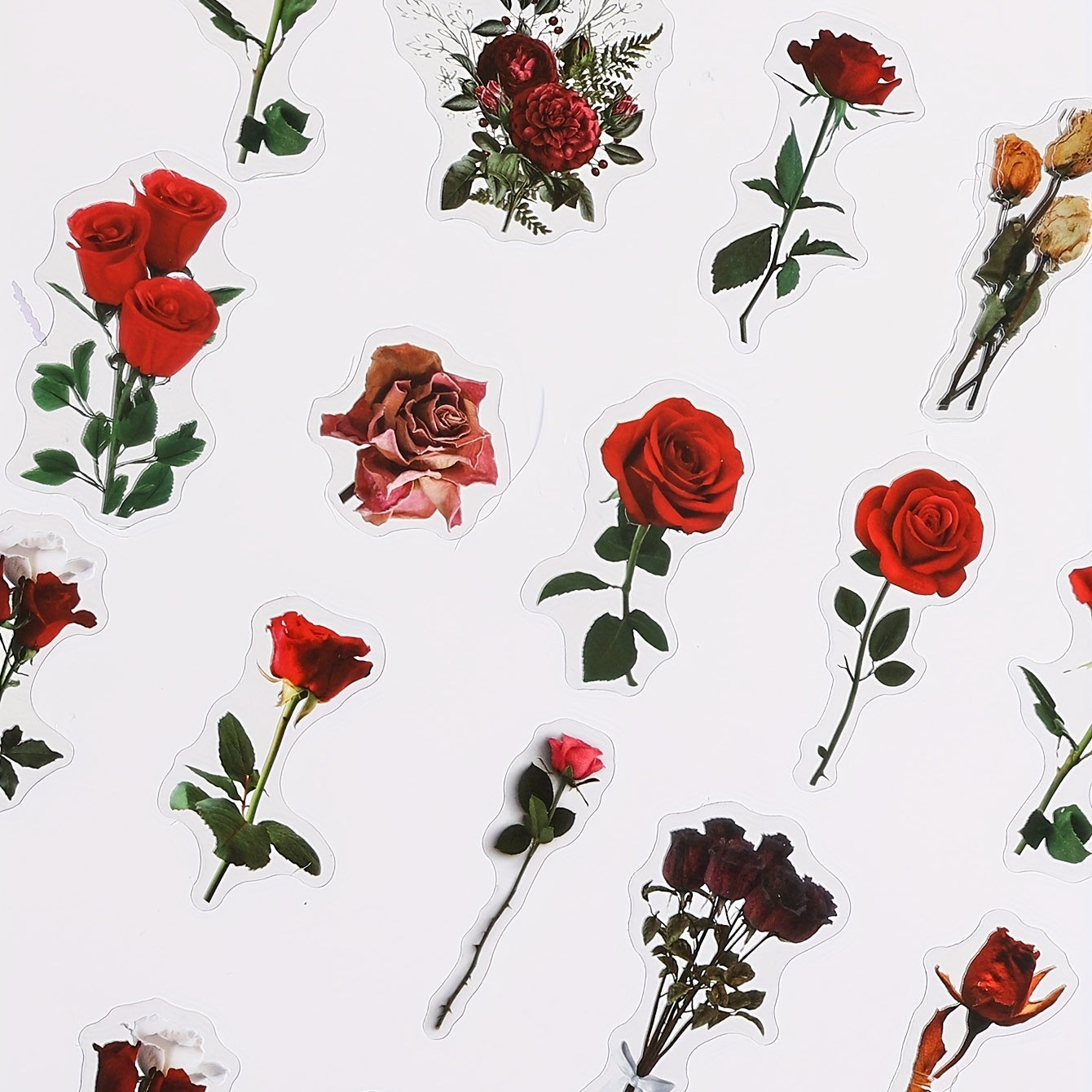 Vintage Red Rose Decorative Waterproof Stickers for Water Bottle Laptop Phone