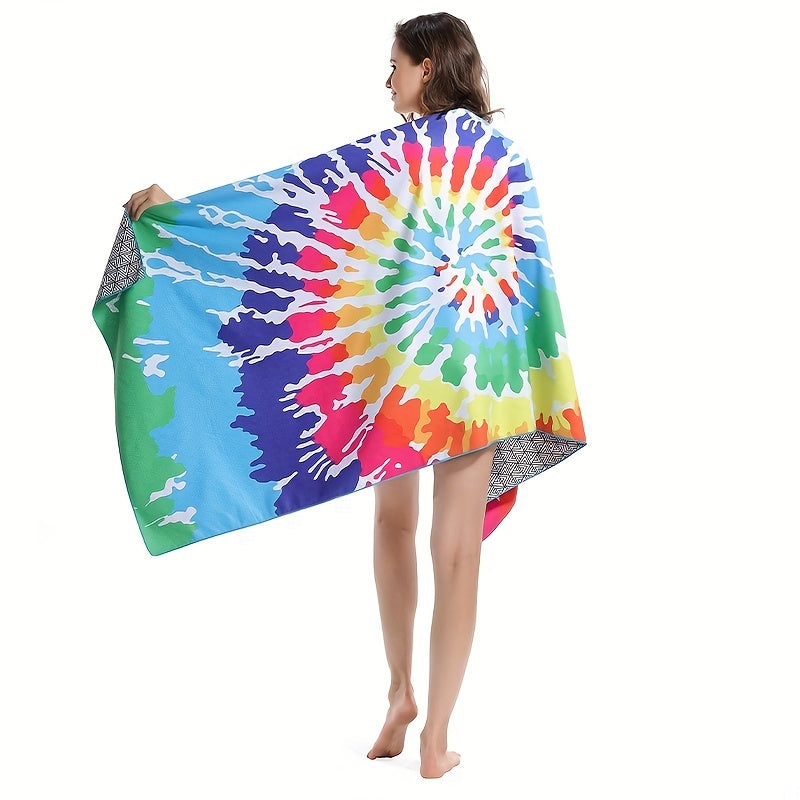Colorful Spiral Print Beach Towel Quick Dry & Absorbent
