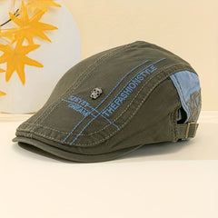 Flat Top Embroidered Duck Tongue Hat Skull Adjustable Flat Top Hat