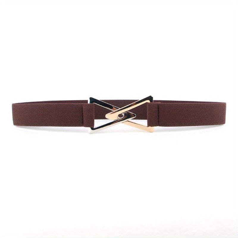 Double Triangle Metal Buckle Belt Women's Elastic Dress Belt