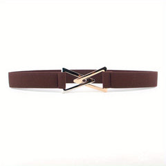 Double Triangle Metal Buckle Belt Women's Elastic Dress Belt