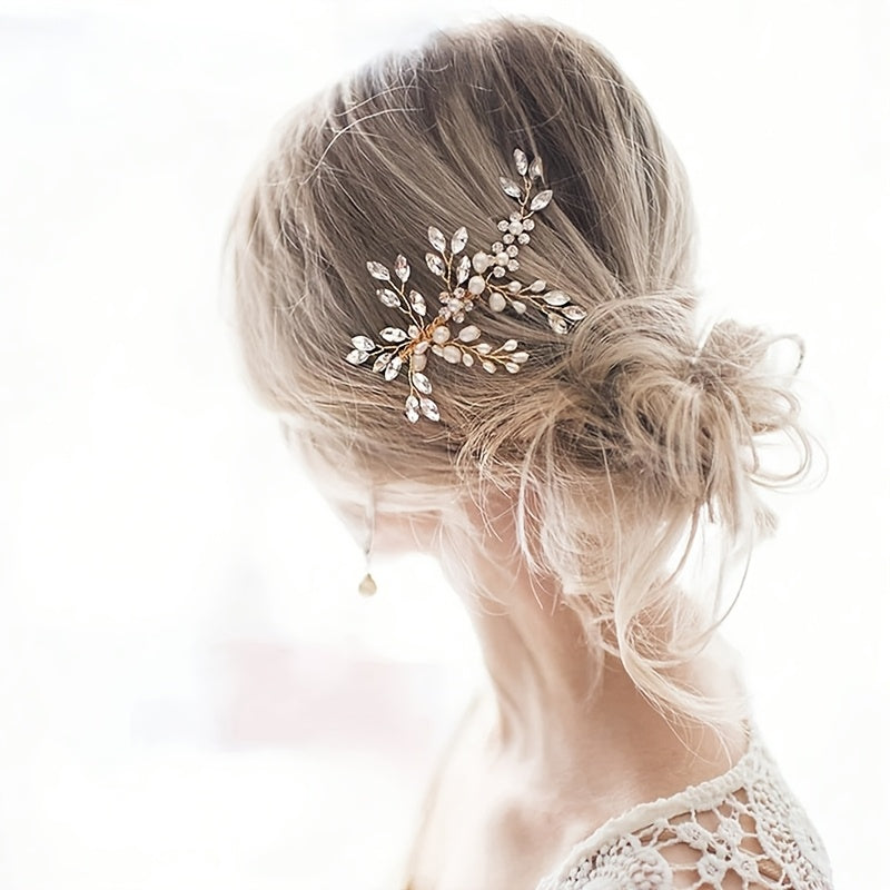 Rhinestone Bridal Hair Comb Alloy Wedding Accessory Hand Wash