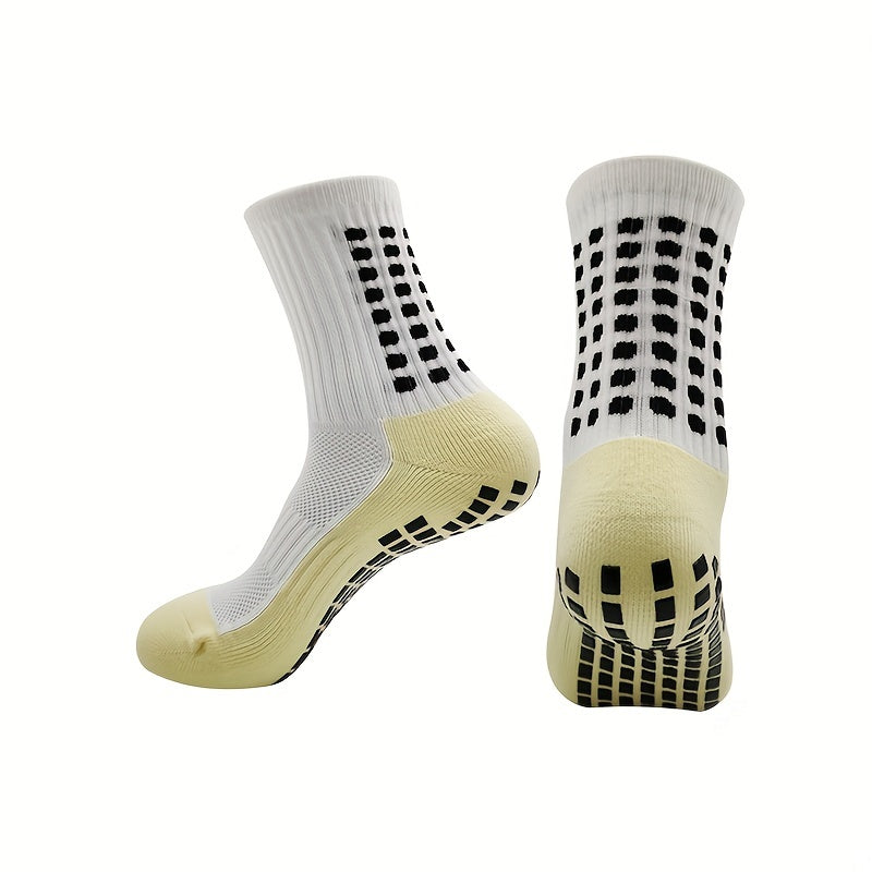 Anti Slip Silicone Mid Calf Athletic Socks For Football