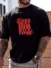 Retro Letter Print Men's Graphic Crew Neck T Shirt Casual Comfy Tees