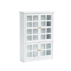1:12 Scale Dollhouse Cabinet with Grey Glass Panels Golden Handles