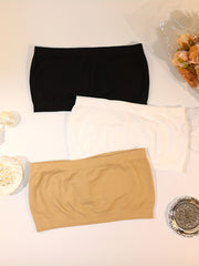 3pcs Strapless Bandeau Bras Comfy & Soft Stretch Everyday Bra