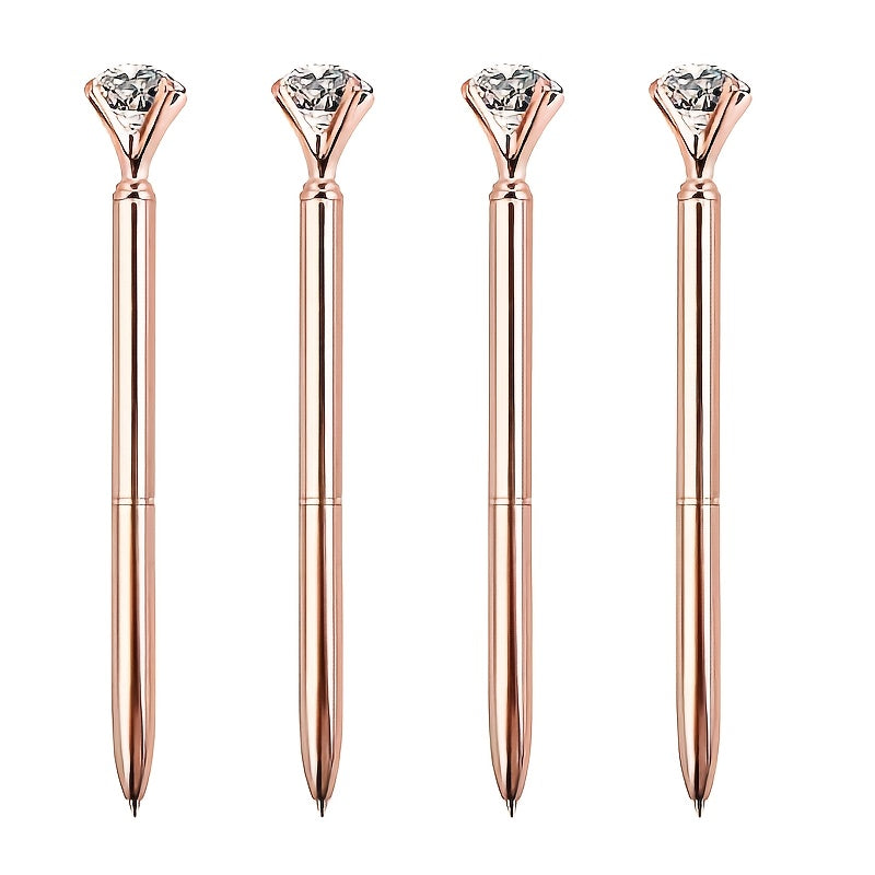 2pcs Crystal Diamond Ballpoint Pen Metal Bling Office Supplies Gift Pens
