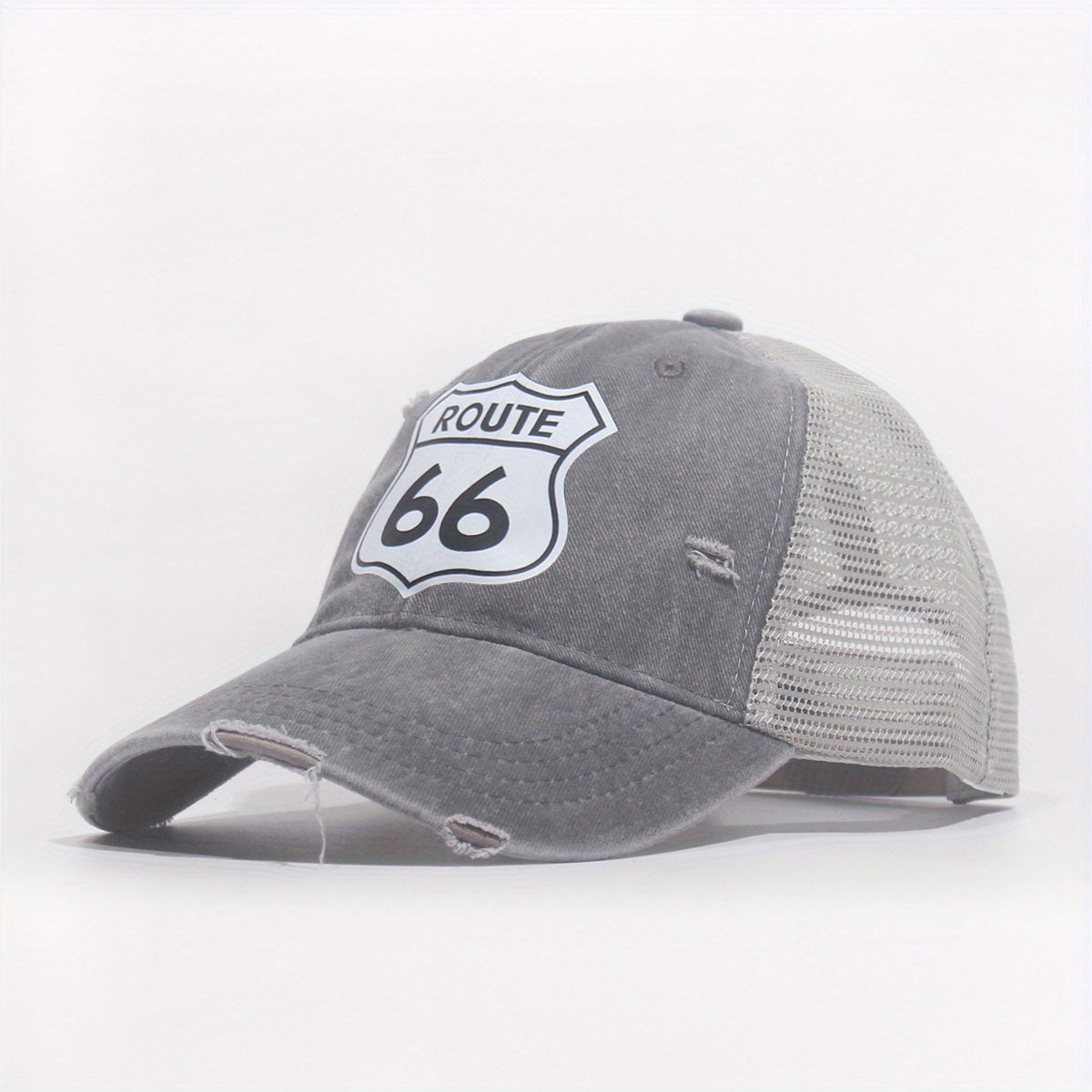 66 Route Hot Stamped Baseball Cap Half Mesh Cap Baseball Cap