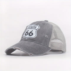 66 Route Hot Stamped Baseball Cap Half Mesh Cap Baseball Cap