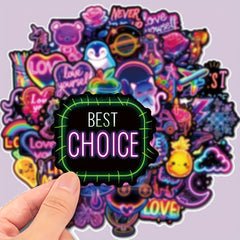 50pcs Neon Graffiti Stickers for Phones Laptops Guitars Notebooks