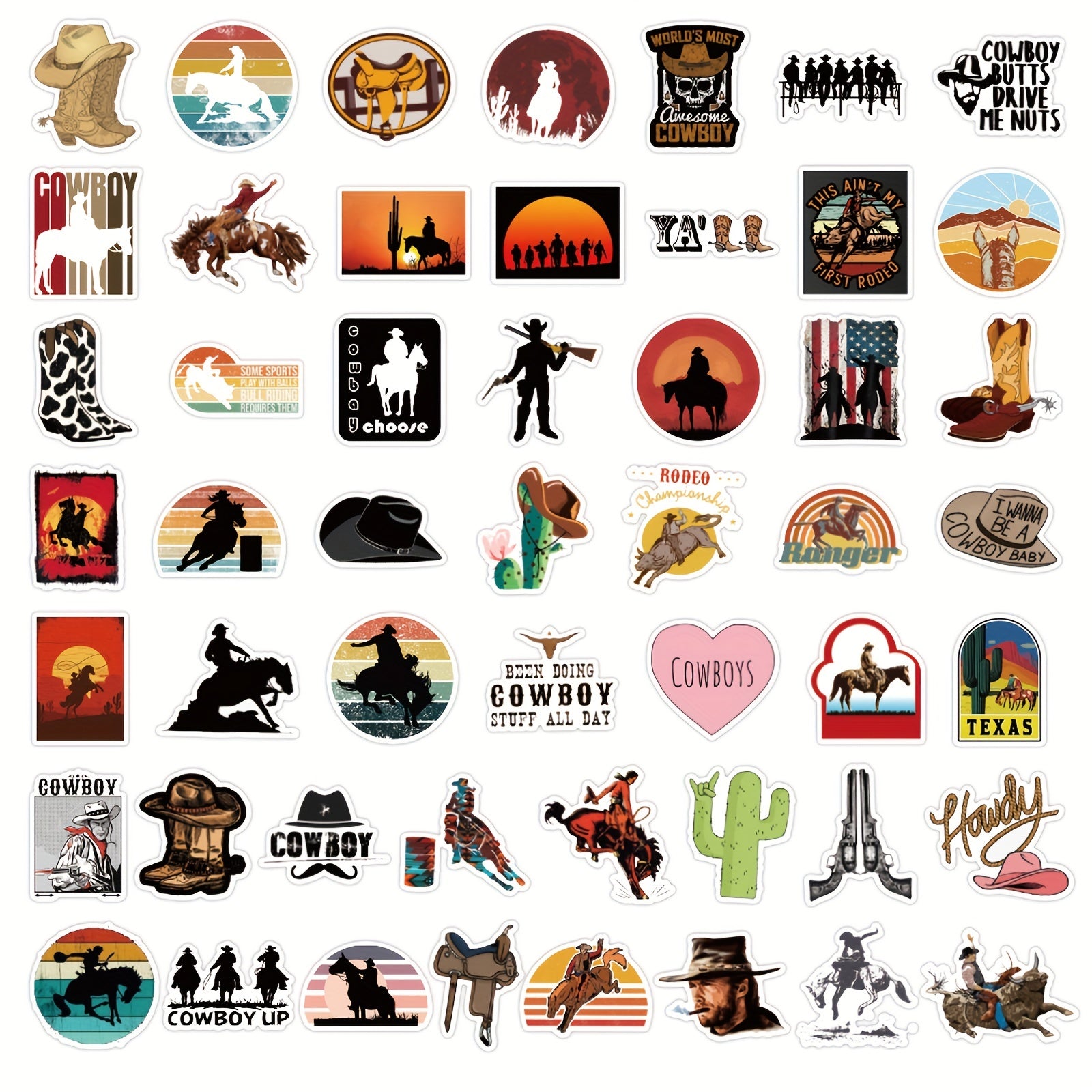 150 Pcs Horse Riding Cowboy Stickers Waterproof Equestrian Decals