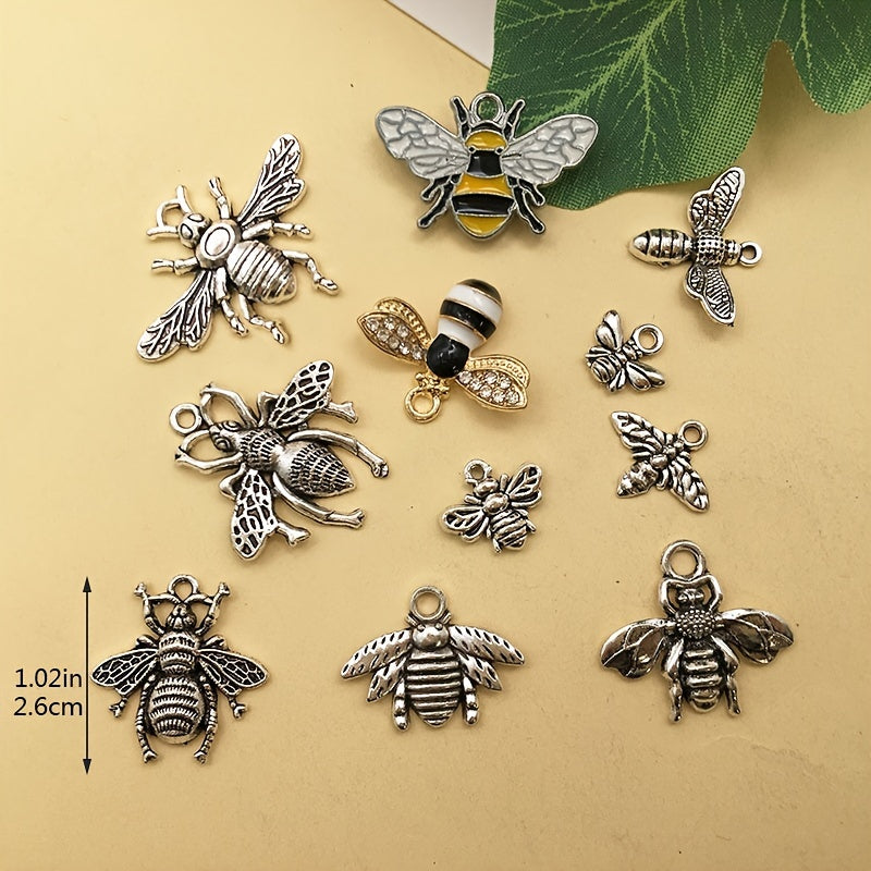 20pcs Antique Silver Bee Shape Charms Pendants for DIY Jewelry Making