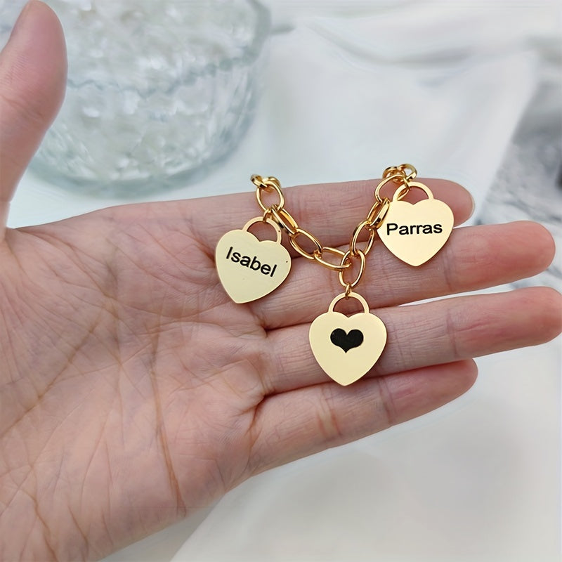 Personalized Heart Nameplate Bracelet Stainless Steel