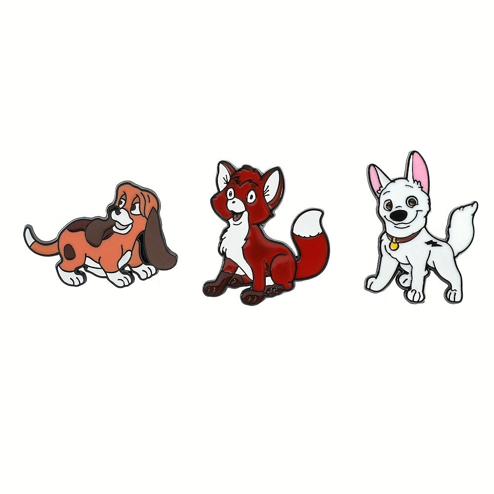 Men's Animal Brooches - Fashionable Dog & Fox Enamel Pins