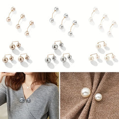 6pcs Set Faux Pearl Waist Pins Scarf Brooches for Women