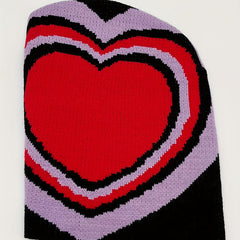 Red Heart Jacquard Beanie Warm Knit Hat Elastic Knitted Skull Cap