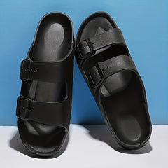Men's Two Band Slide Sandals - Casual Non Slip Open Toe Shoes