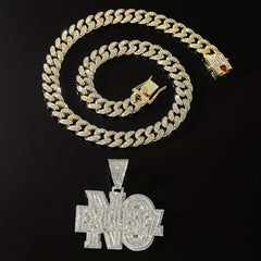 Hip hop Diamond Letter Pendant Necklace Men's Cuban Chain
