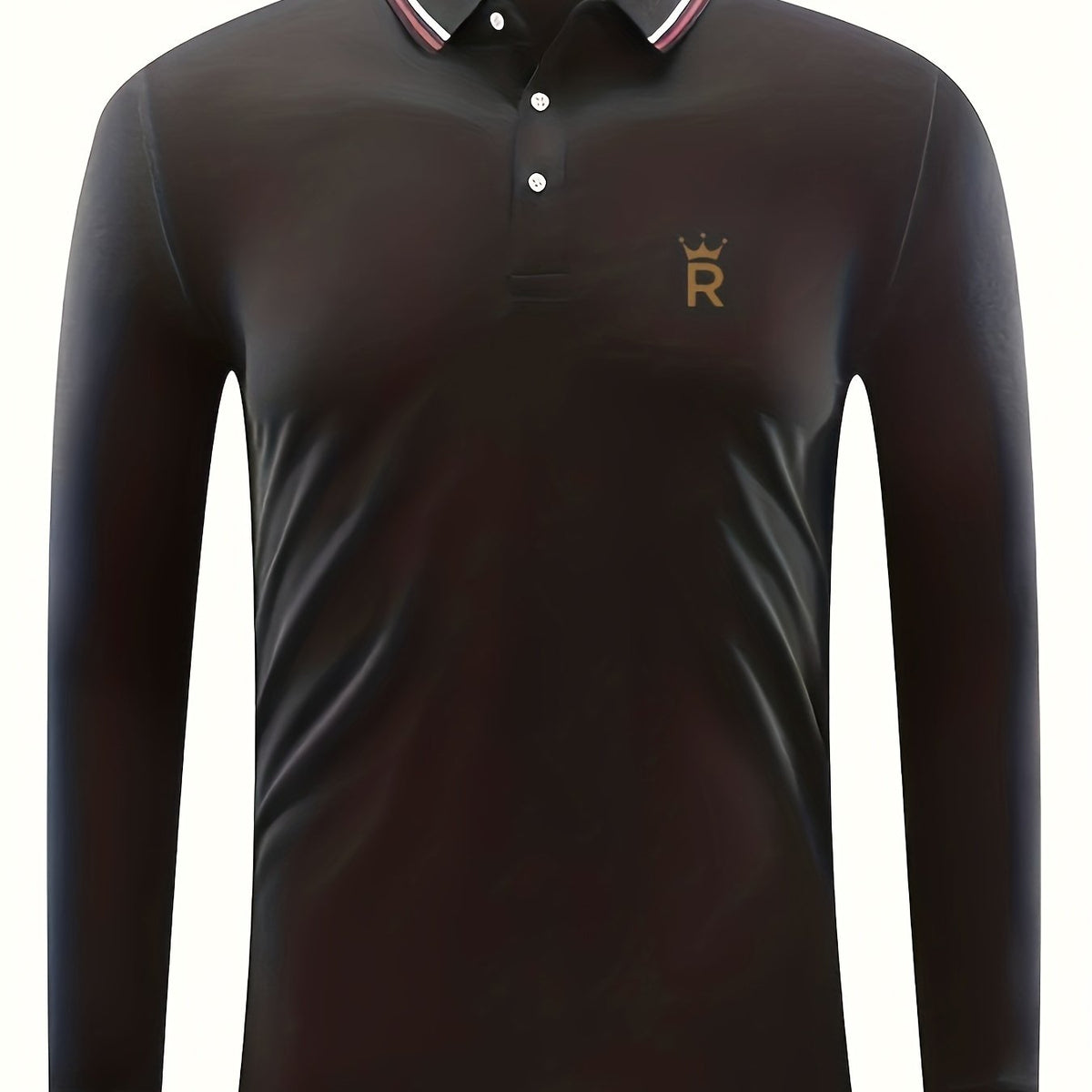 Men's Crown Print Lapel Polo Shirt
