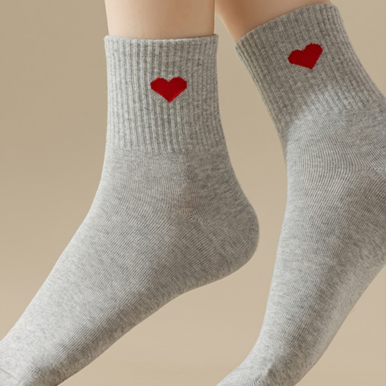 5pairs Heart Embroidery Mid Tube Socks Women's Stockings Pack