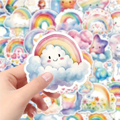 51pcs Cartoon Rainbow Star Vinyl Stickers for Water Bottles Laptops