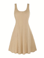 Women's Plus Solid Jacquard Hoodie & Tank Dress Outfits Set