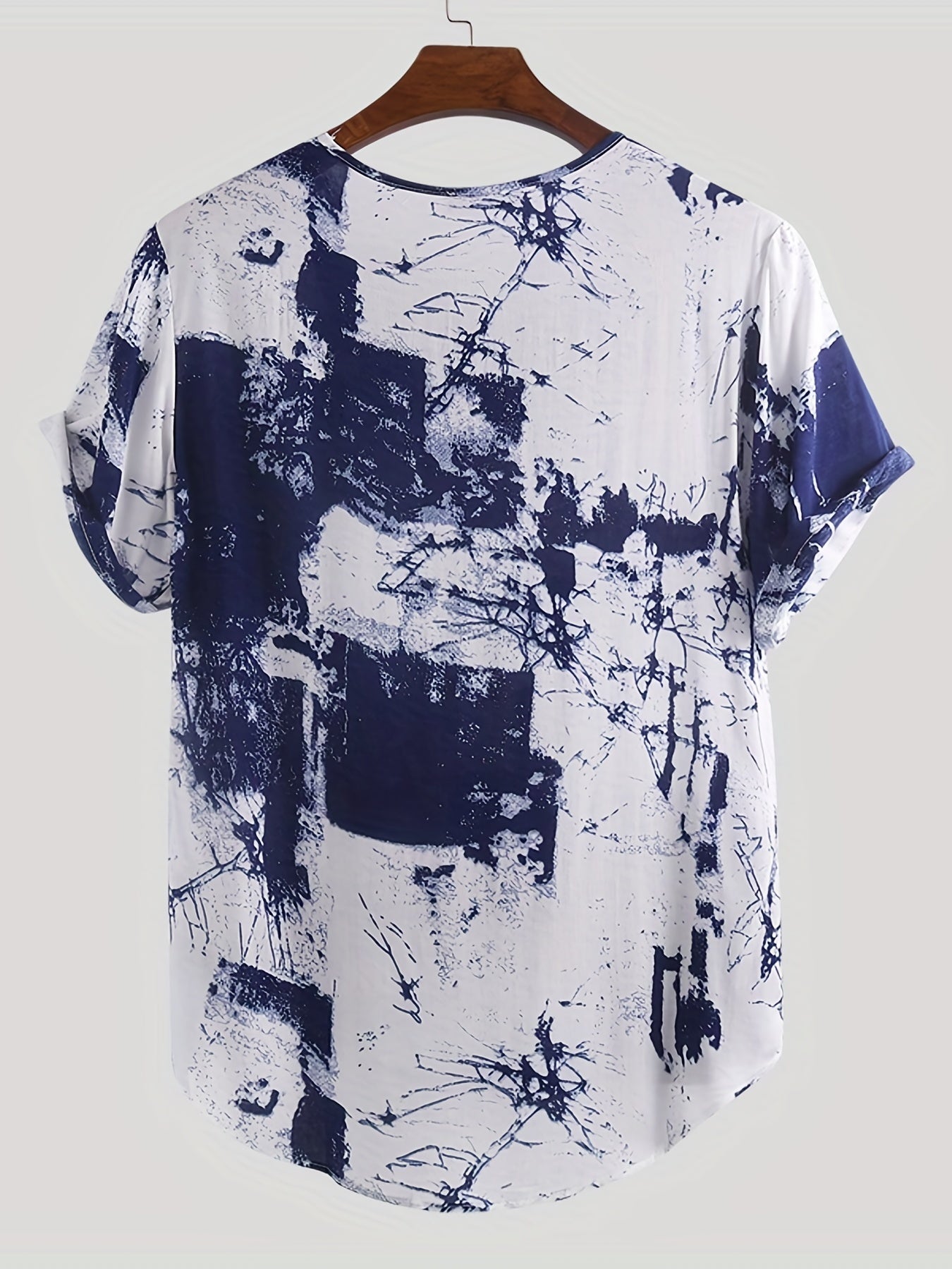 INCERUN Men's Short Sleeve Tie Dye Tee Casual V Neck T Shirt
