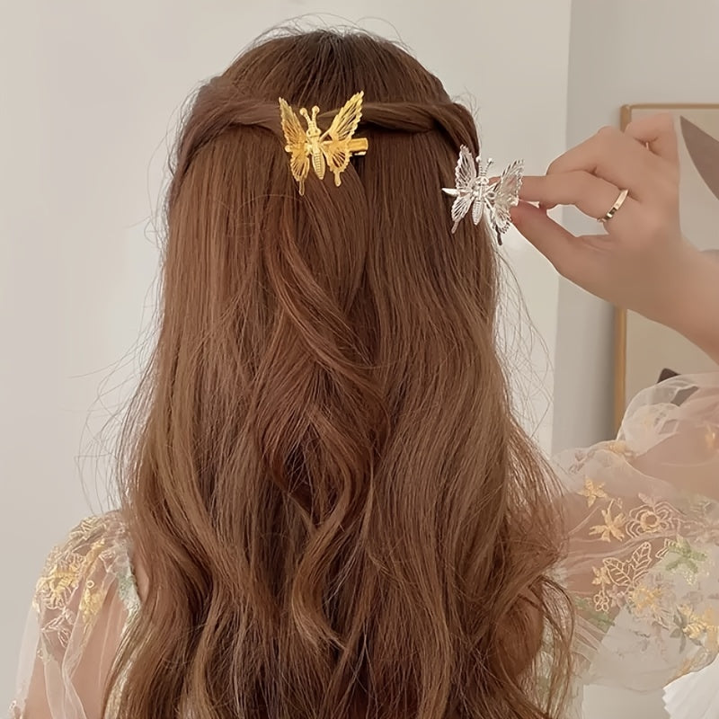 Golden Butterfly Hair Clips 3D Hair Barrettes Clamps Pins Claw Clips