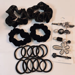 19pcs Hair Accessories Set Velvet Scrunchies Pearl Flower Bear Hair Clip Duckbil