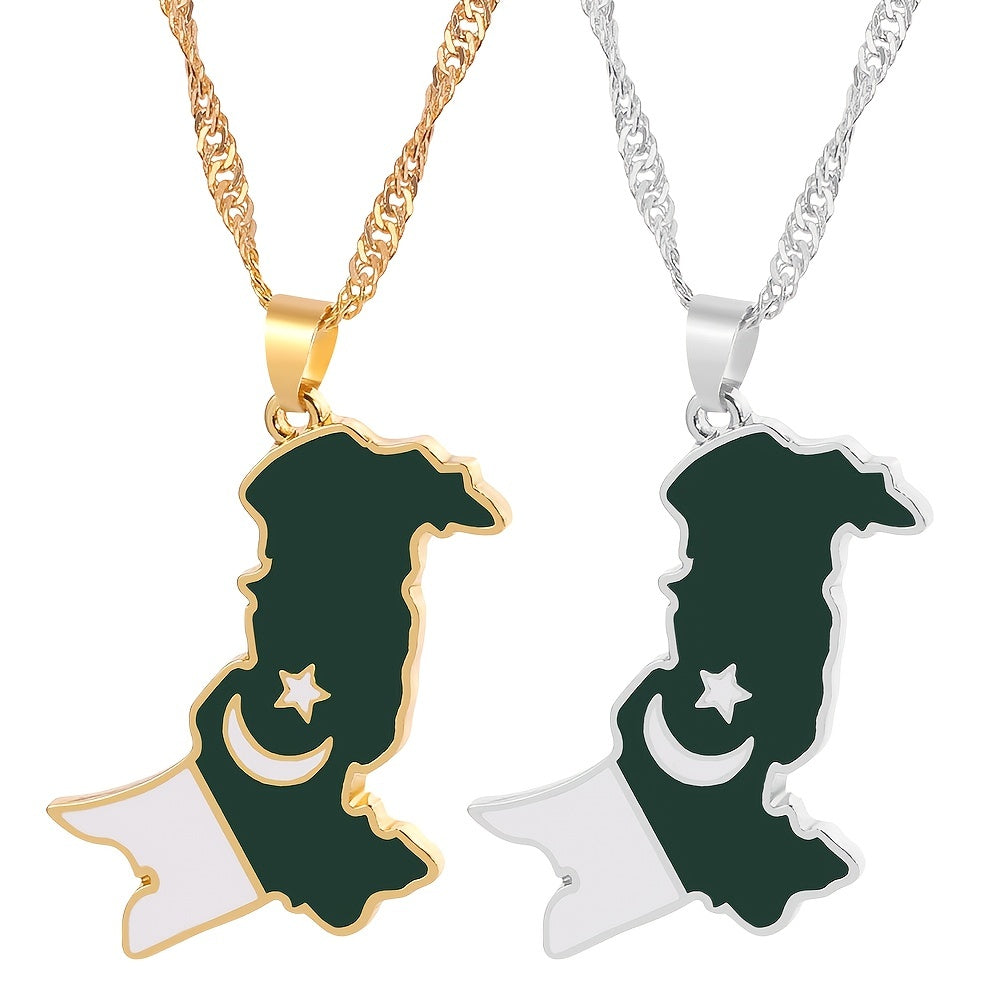 Geographic Map Pendant Necklace Artificial Jewelry