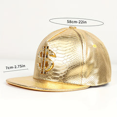 Dollar Label Snapback Hat Golden Crocodile Baseball Cap