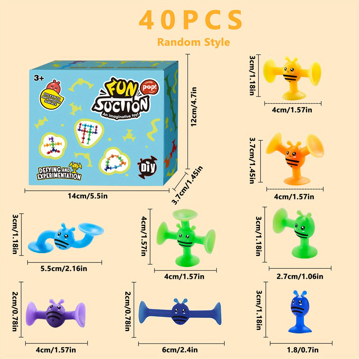 40pcs Suction Toys Kids Bath Toys Silicone Sucker Toys For Kids Sensory Toys