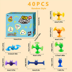 40pcs Suction Toys Kids Bath Toys Silicone Sucker Toys For Kids Sensory Toys