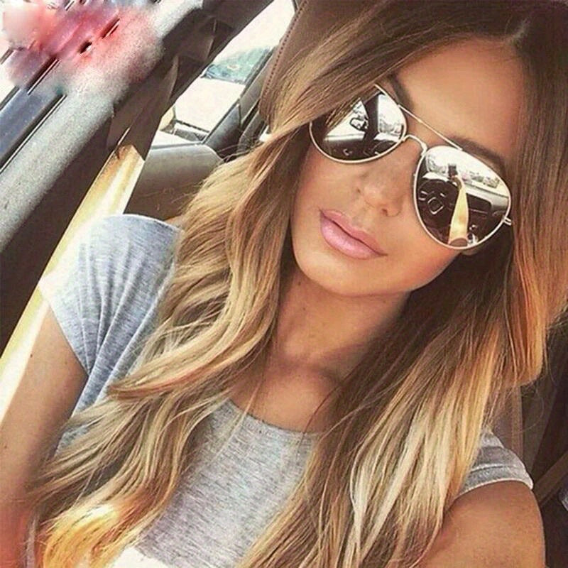 Classic Mirror Lens Aviator Sunglasses Metal Fishing Sunshade Eyeglasses