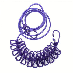 Adjustable Elastic Telescopic Clothesline with 13 Clips