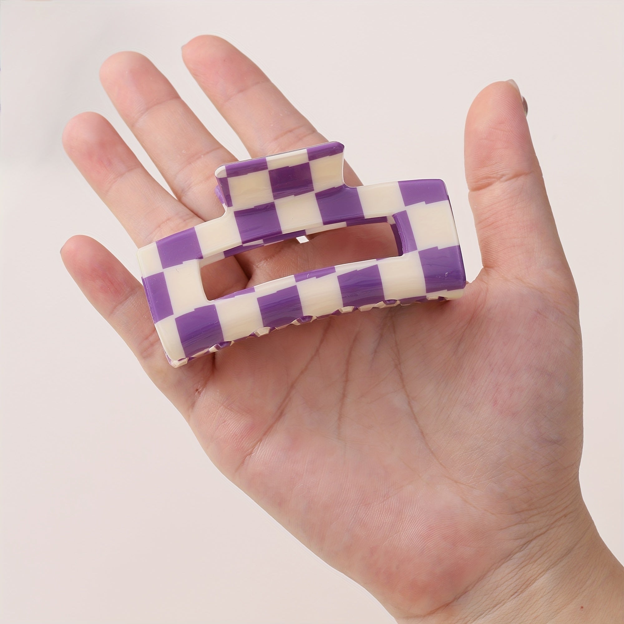 Purple Plaid Hair Claw for Thick Curly Hair Women Accessories