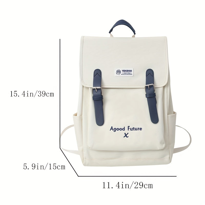 Casual Colorblock Backpack Preppy School Bag Multifunctional Storage