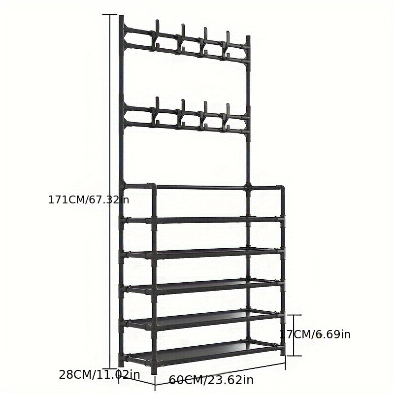 Multifunctional Coat Rack Bathroom Shelves Shoe Storage Coat Hooks