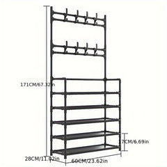 Multifunctional Coat Rack Bathroom Shelves Shoe Storage Coat Hooks
