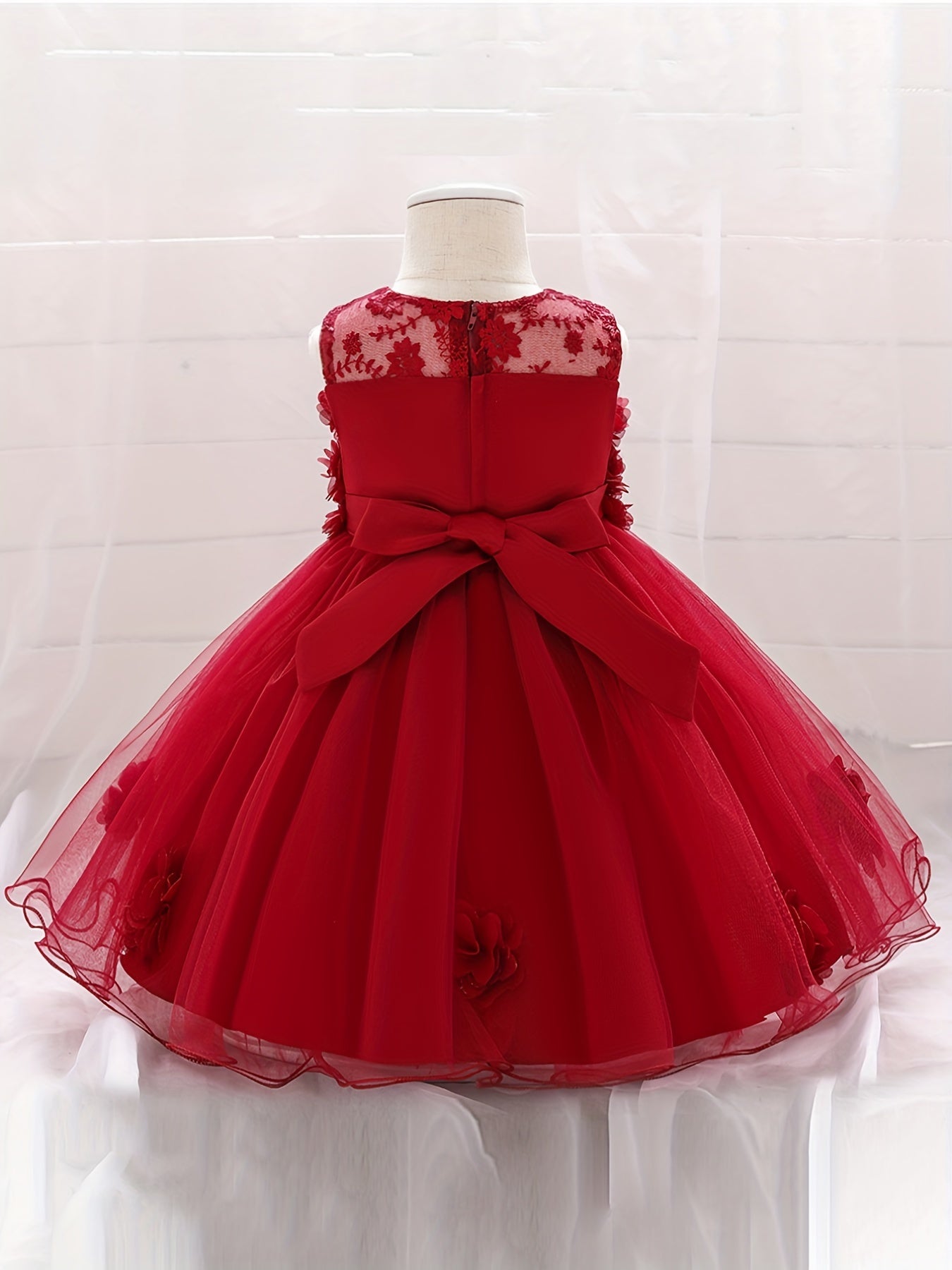 Appliques Baby Baptism Flower Girl Dress