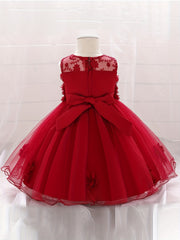 Appliques Baby Baptism Flower Girl Dress