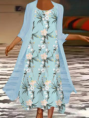  Floral Tank Dress & Cardigan Set