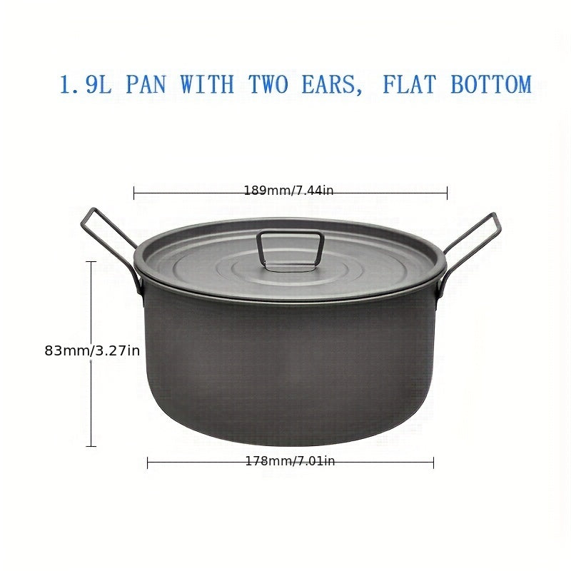 9L Titanium Pot with Foldable Handle & Lid for Camping - Outdoor Tableware