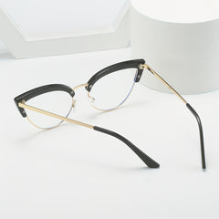 Cat Eye Anti Light Glasses Clear Lens Metal Frame