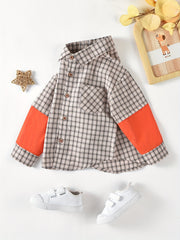 Boys Block Plaid Button Down Jacket Shirt, 3-10 Years Old