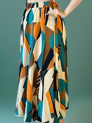  Geometric Print Maxi Skirt
