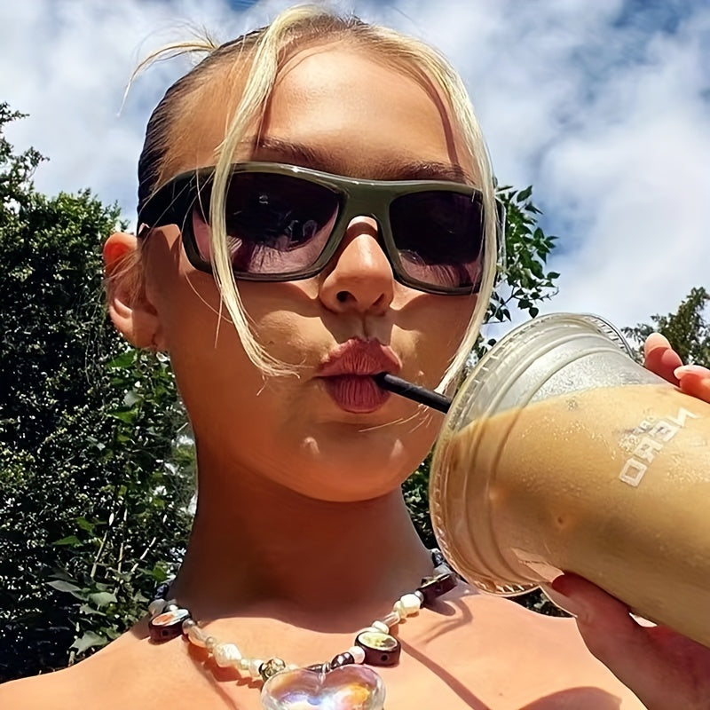Futuristic Y2K Wrap Sunglasses Mirrored Lens UV400