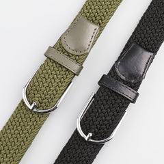 Men's Stretch Woven Braid Belt Canvas Elastic Fabric Woven Stretch Multicolored